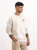 Comfort Fit Embroidered Detail Sweatshirt | Beige