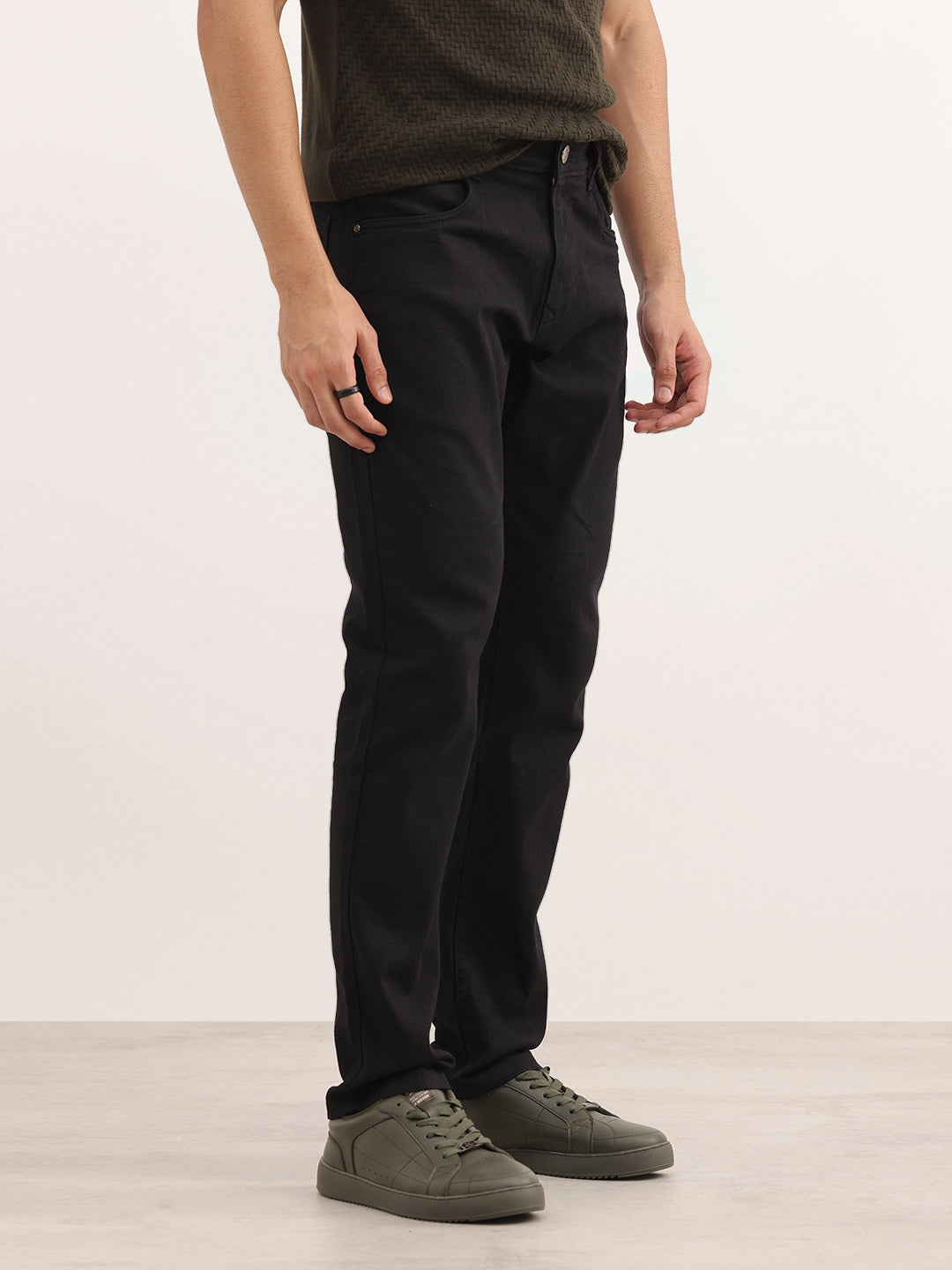 Solid Slim Fit Denim Jeans | Black