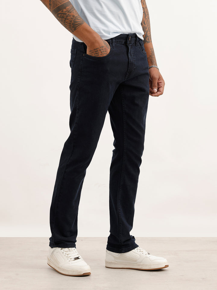 Solid Slim Fit Denim Jeans | Dark Blue