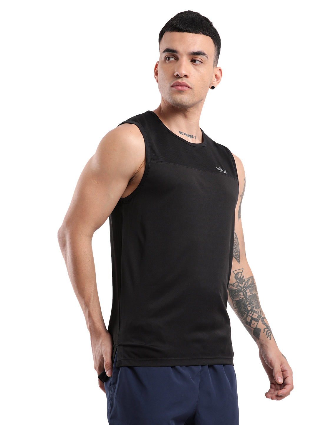 Jet Black Contrast Binding Tank