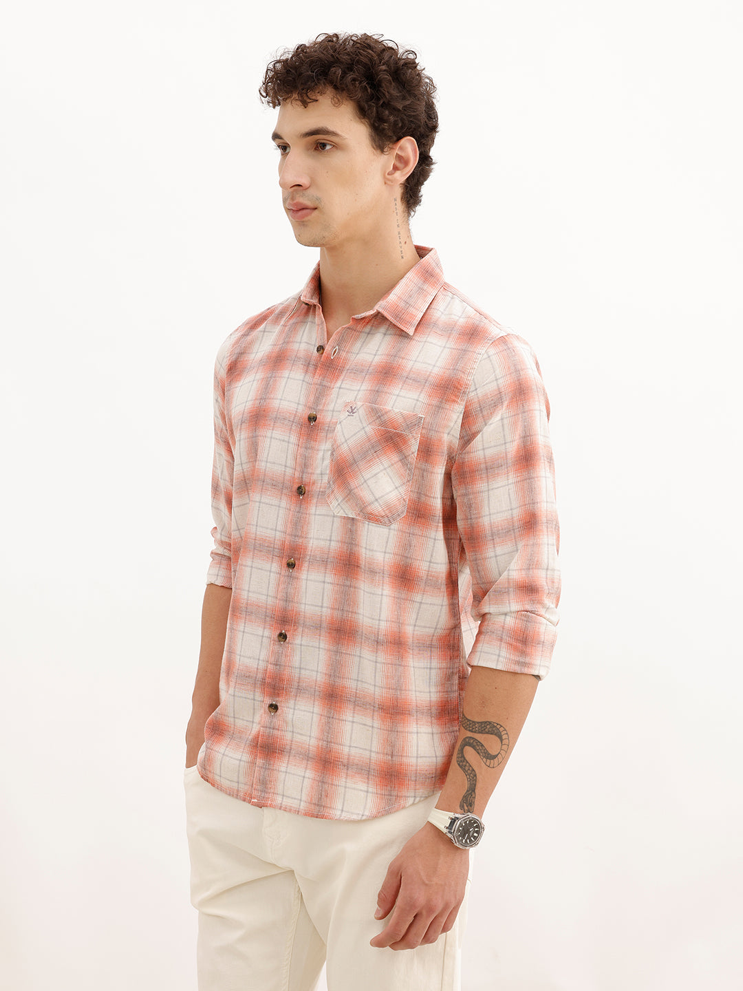Regular Fit Full Sleeve Checkered Shirt | Red