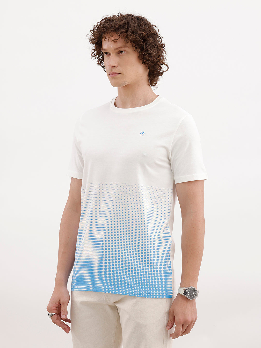 Placement Printed Slim Fit T-Shirt | White