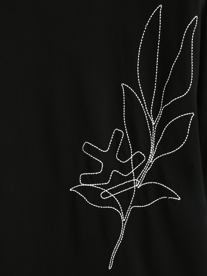 Embroidered Oversized T-Shirt | Black