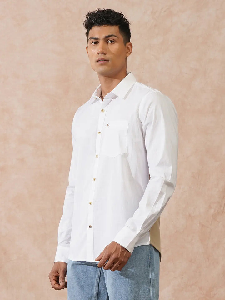 Cotton Slub Pique Knit Shirt | White