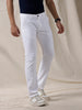 White Solid Casual Chinos