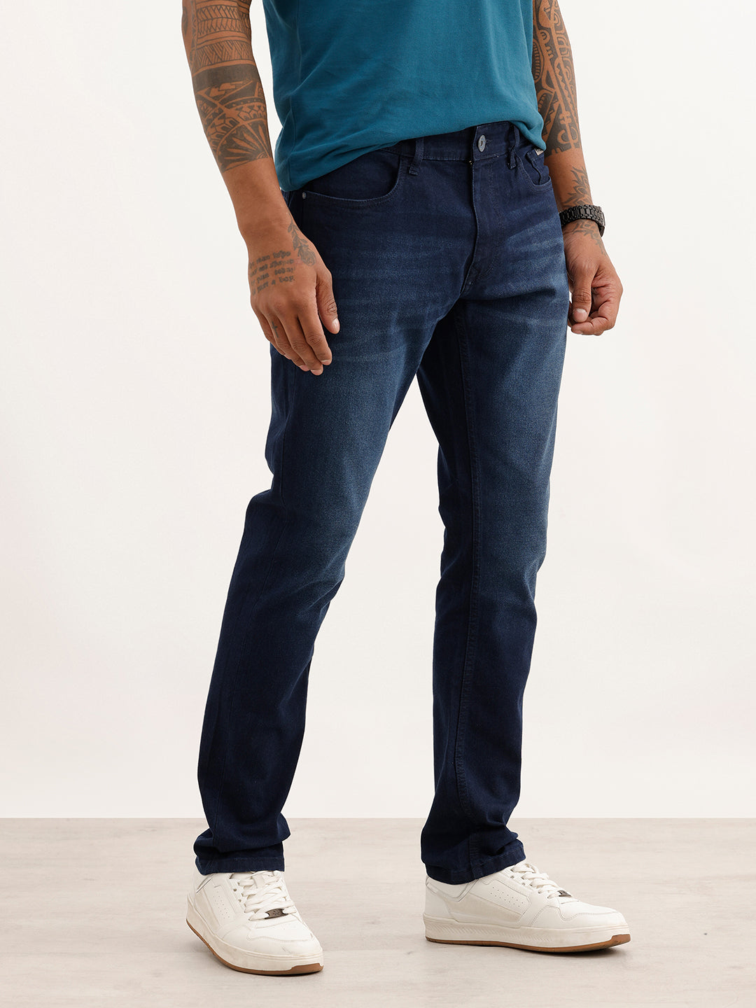 Faded Slim Fit Denim Jeans | Dark Blue