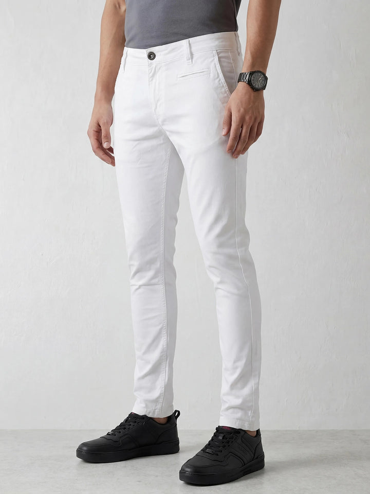 Solid Slim Fit Trouser | White