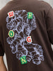 Embroidered & Printed Oversized T-Shirt | Brown