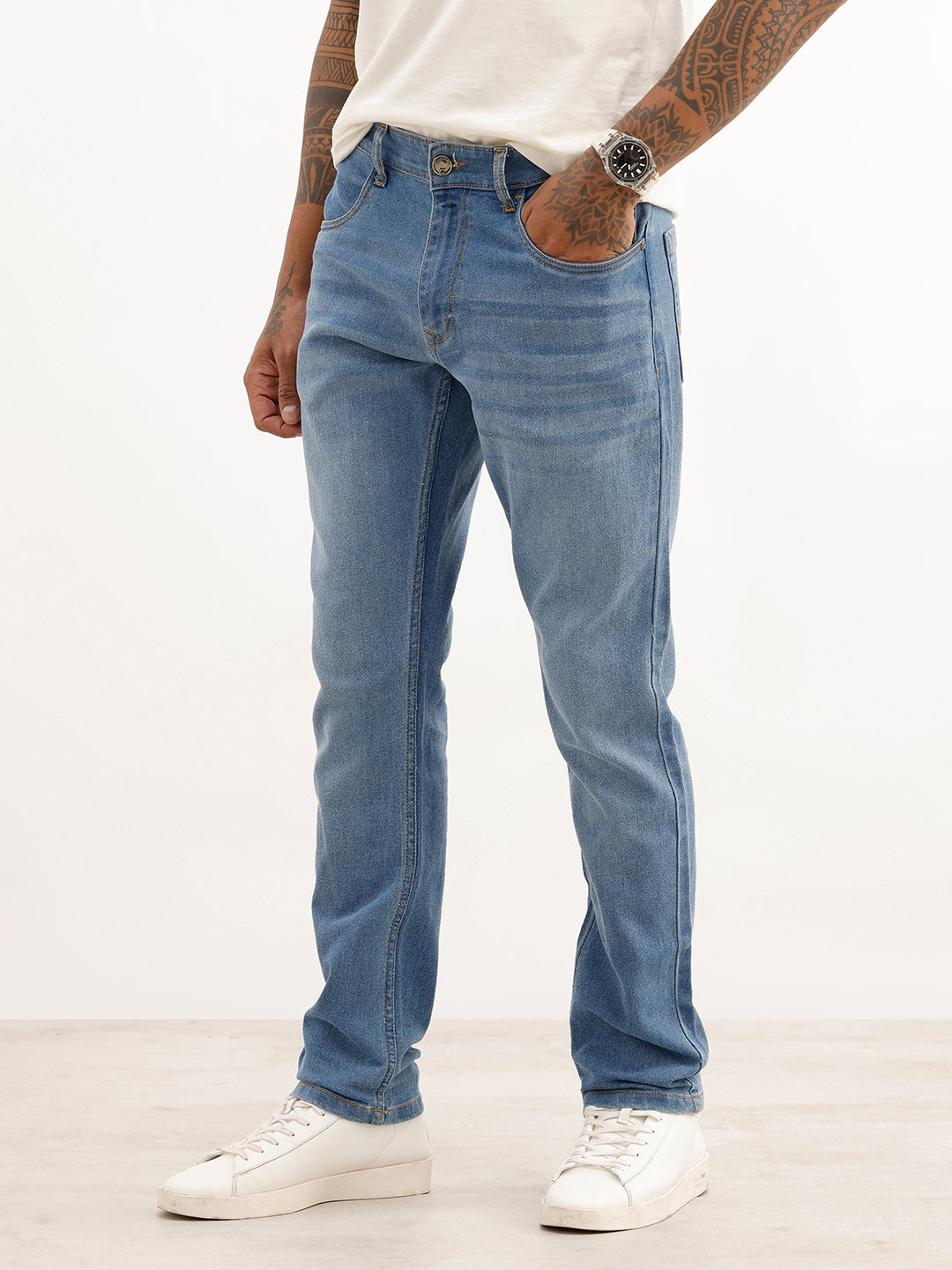 Solid Slim Fit Denim Jeans | Blue