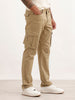 Solid Straight Fit Cargo Trouser | Beige