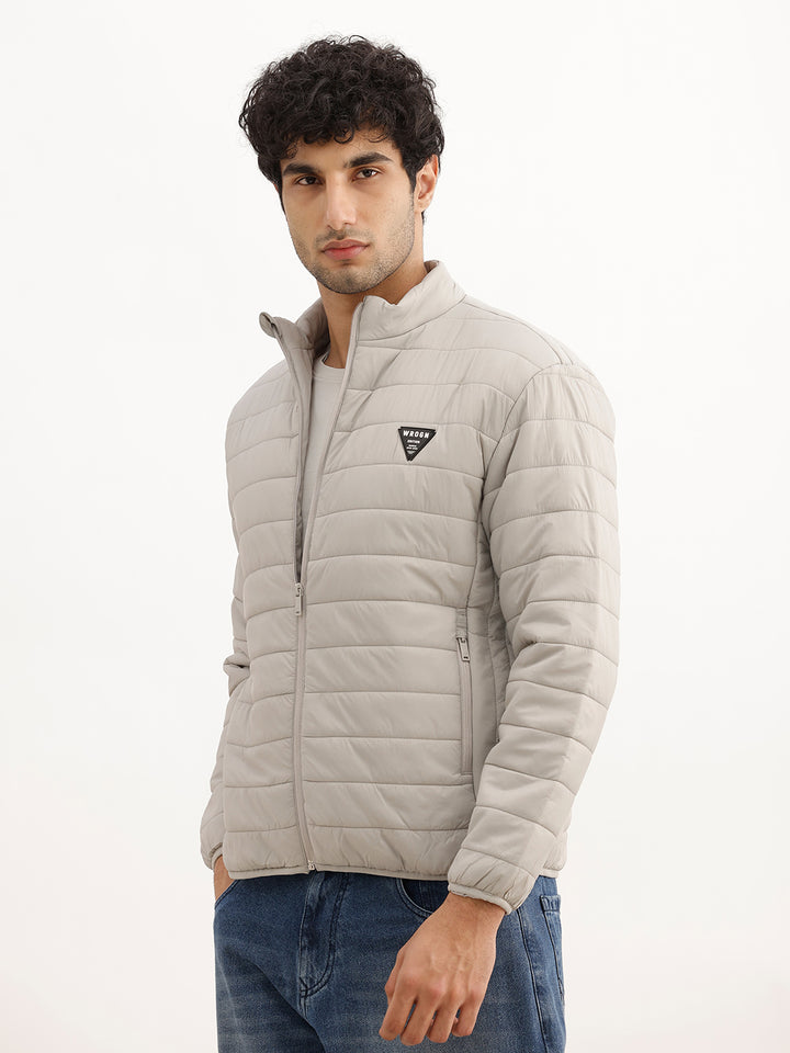 Solid Comfort Fit Puffer Jacket | Grey