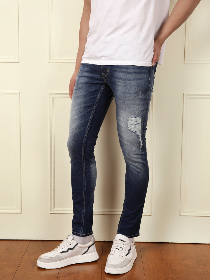Acid Washed Tapered Fit Jeans