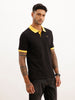 Slim Fit Contrast Collar Polo T-Shirt | Black