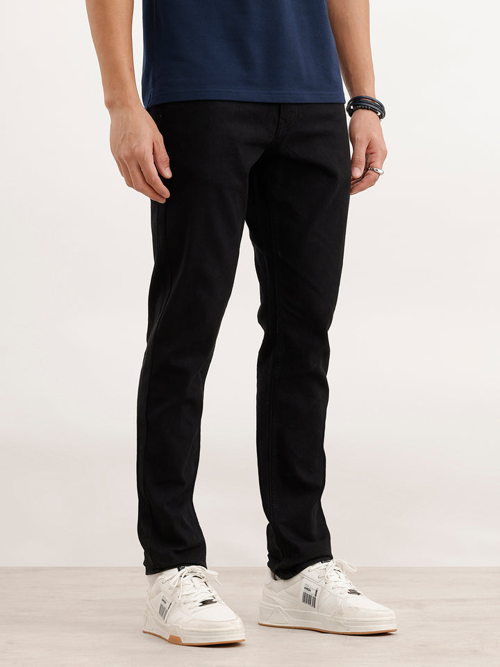 Solid Slim Fit Denim Jeans  | Black