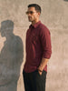 Solid Linen Blend Shirt | Wine