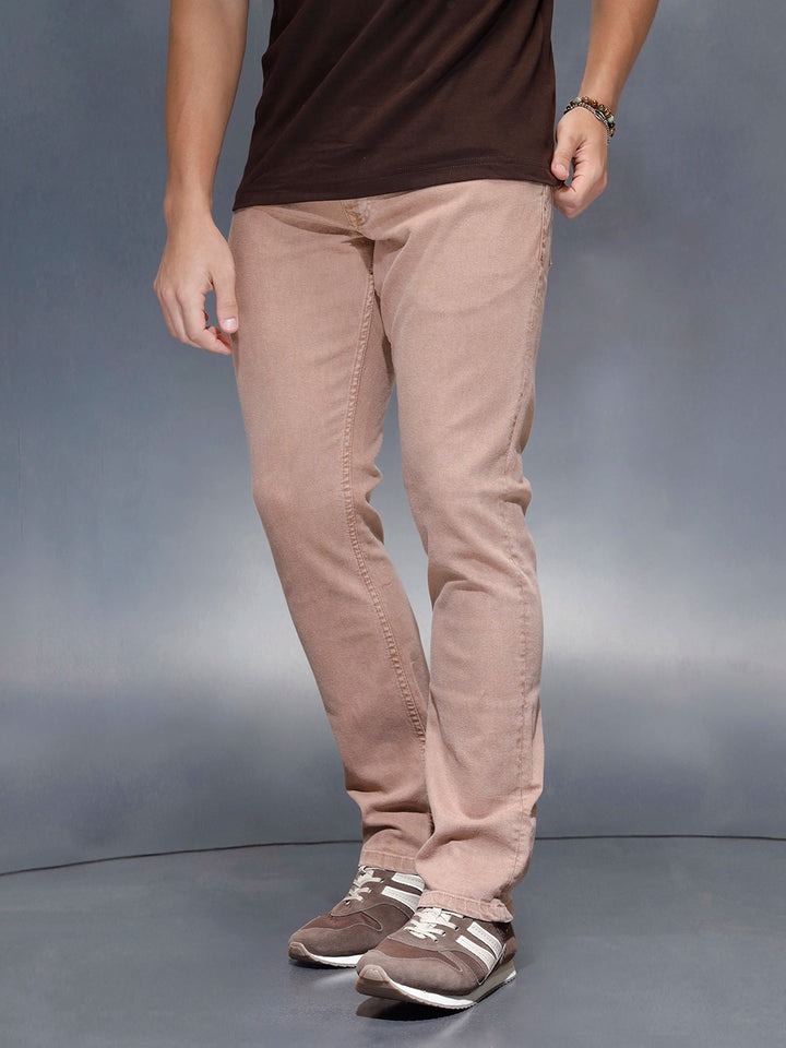 Men's Casual Straight Fit Denim Trousers  | Khaki