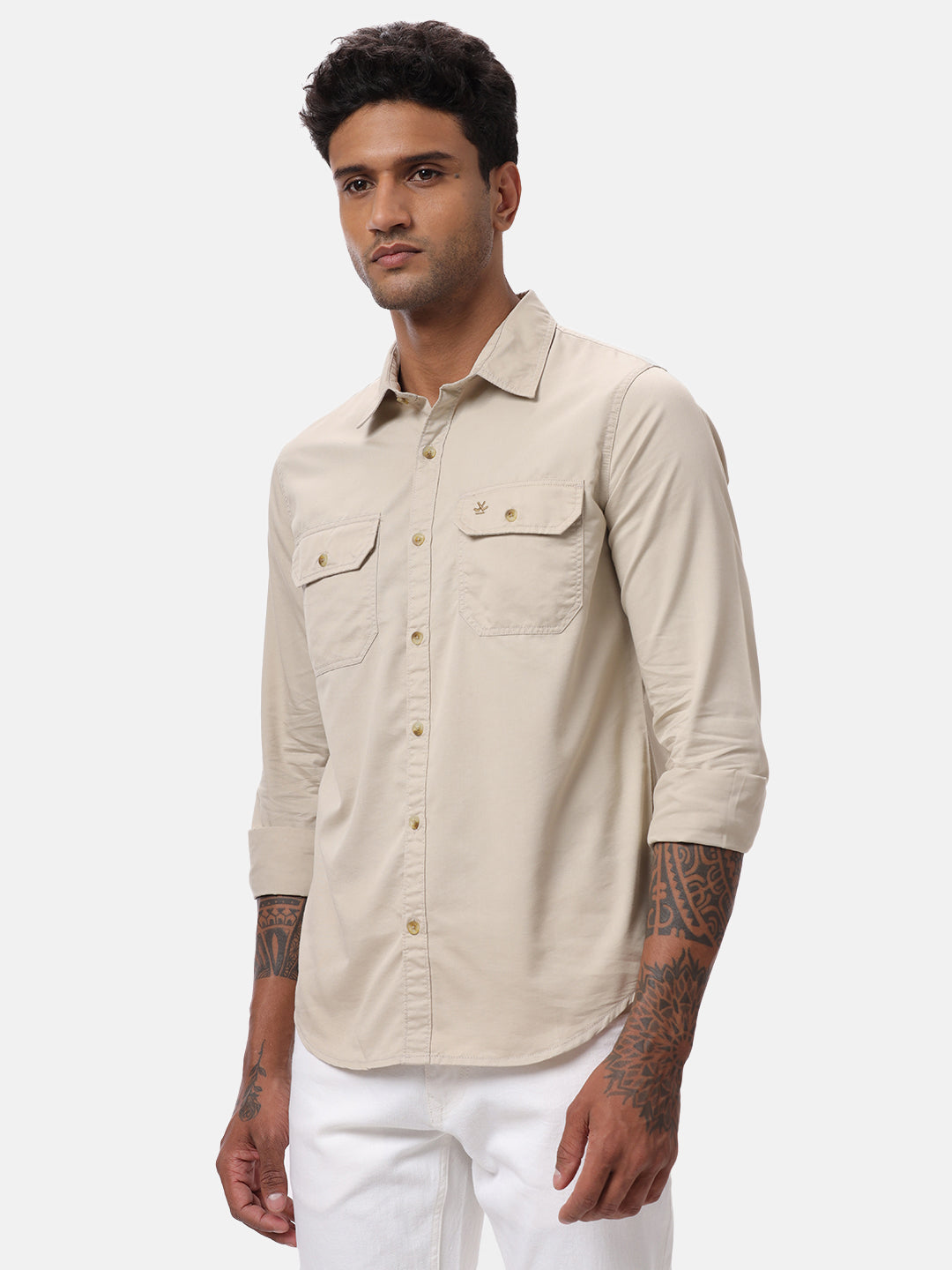 Beige Double Pocket Shirt