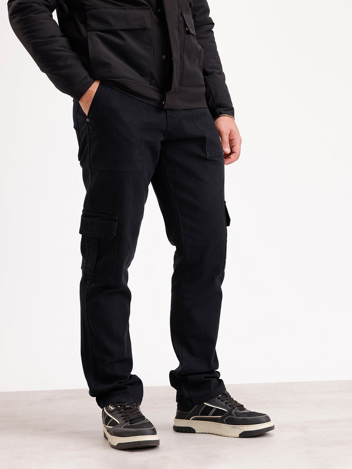 Relaxed Fit Denim Cargo  | Black