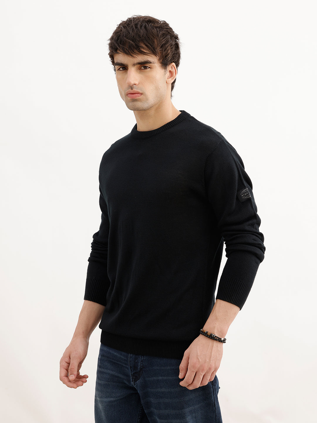 Solid Regular Fit Knitted Sweater | Black | WSW02FSRE1024W