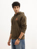 Classic Placement Printed Hooded Sweatshirt | Olive