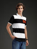 Wrogn Striped Colorblocked Varsity Polo | Black