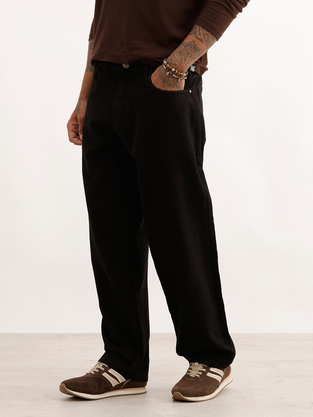 Solid Loose Fit Denim Jeans | Black