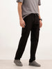 Solid Straight Fit Cargo Trouser | Black