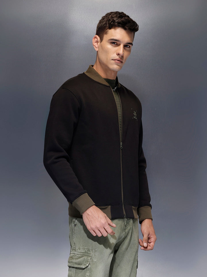 Men's casual comfort fit Black jacket with constrast details | Black