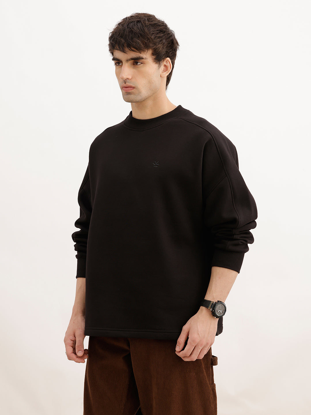 Solid Comfort Fit Sweatshirt | Black
