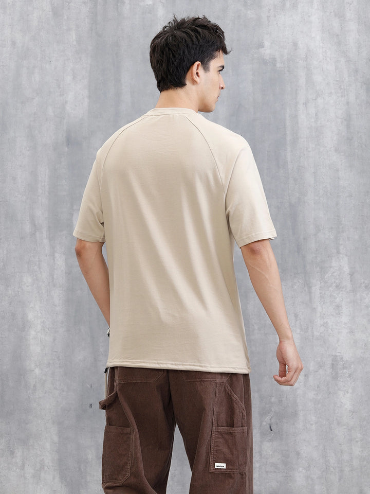 Raglan Sleeve Patch Pocket T-Shirt | Beige