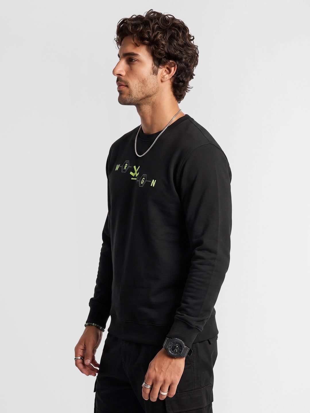 Classic Placement Printed Sweatshirt | Black