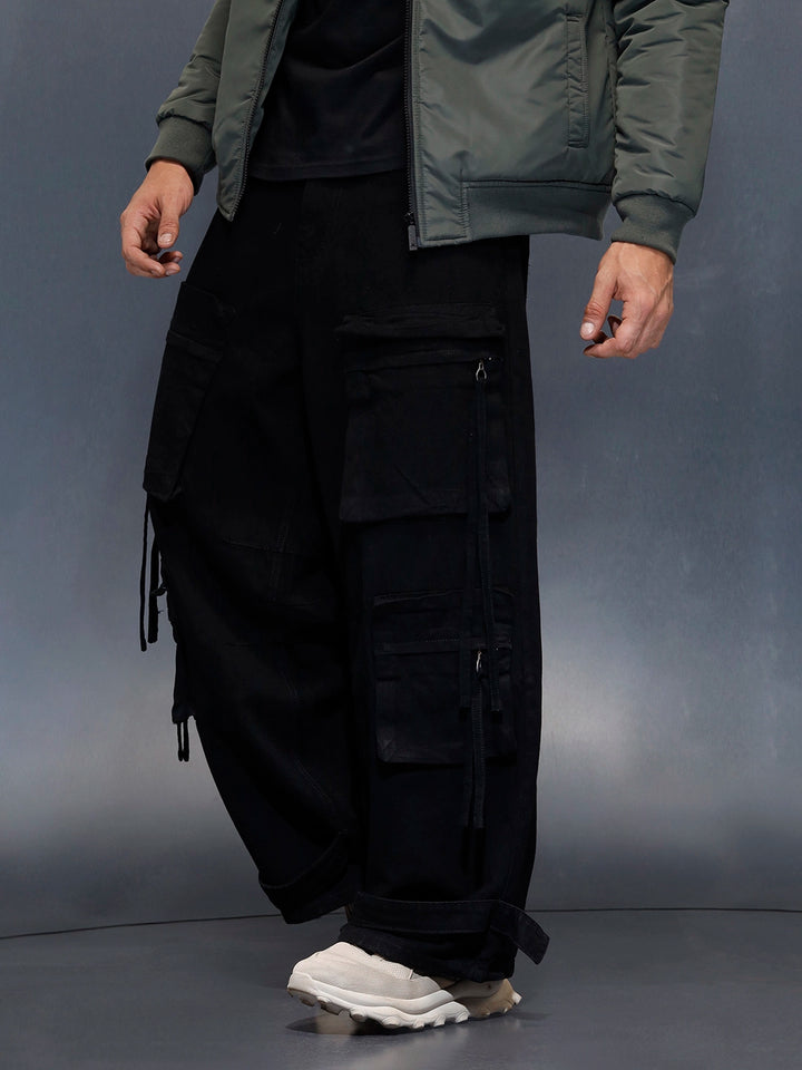 Men's Twelve Pocket Baggy Cargo  | Black