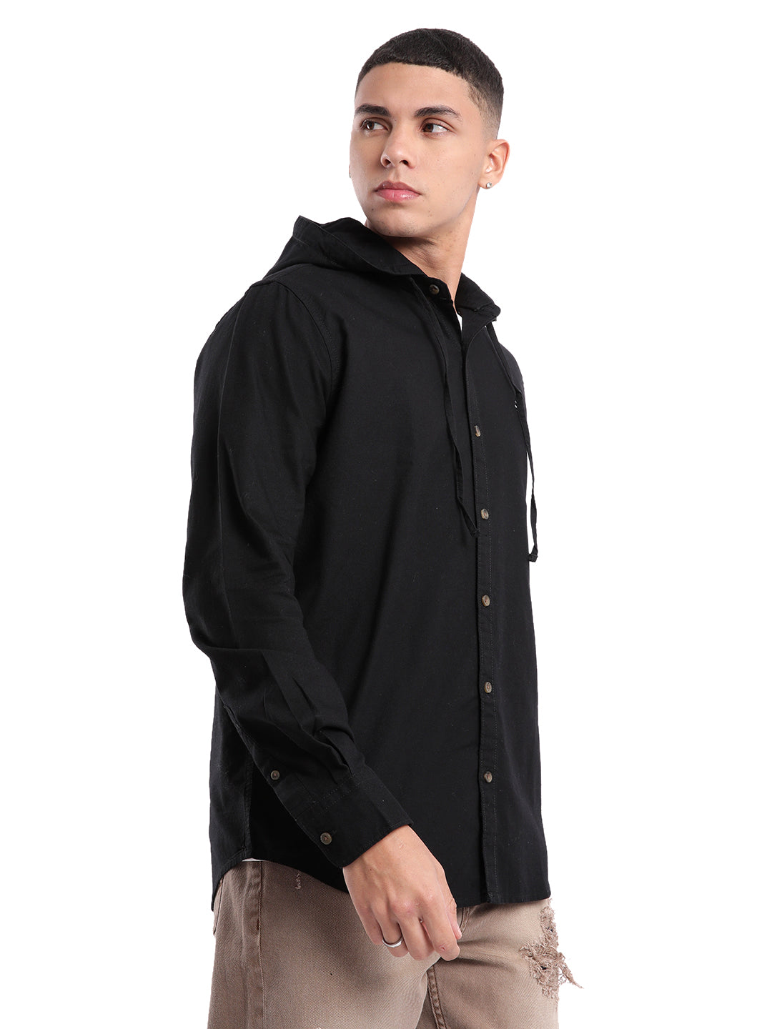 Elite Black Hooded Shirt