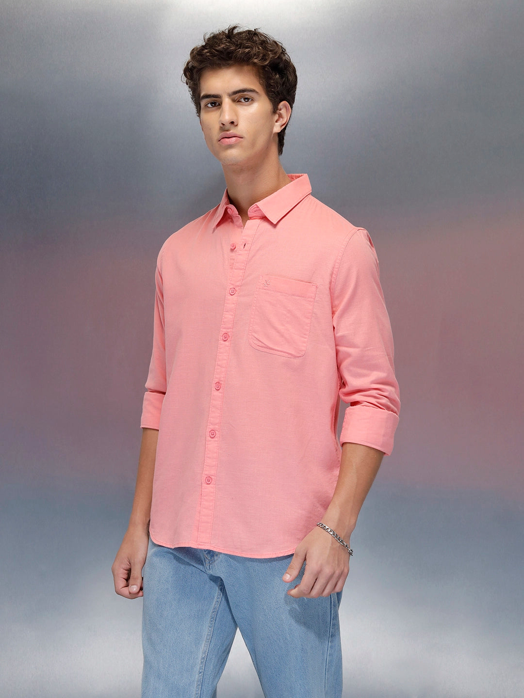 Men's casual slim fit shirt | Pink