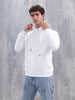 Solid Casual Slim Fit Hooded Sweatshirt | White