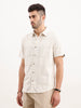 Textured Slim Fit Half Sleeved Shirt | Off White