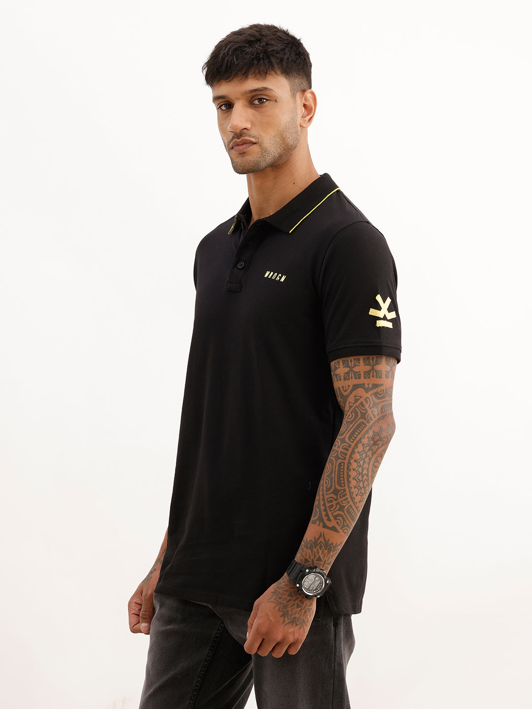 Slim Fit Tipping Collar Polo T-Shirt | Black