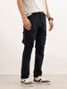 Solid Straight Fit Cargo Trouser | Navy Blue