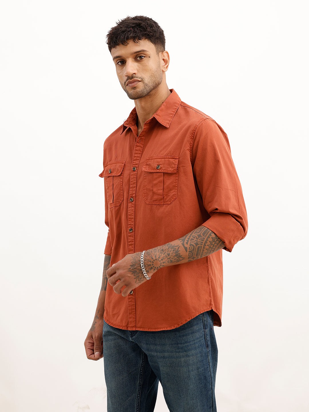 Comfort Fit Double Pocket Shirt | Rust