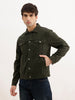 Slim Fit Solid Denim Jacket | Olive | WNJK6381/NS