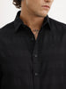 Solid Comfort Fit Textured Full Sleeve Shirt | Black