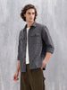 Heavy Printed Canvas Oversized Fit Overshirt | Dark Grey