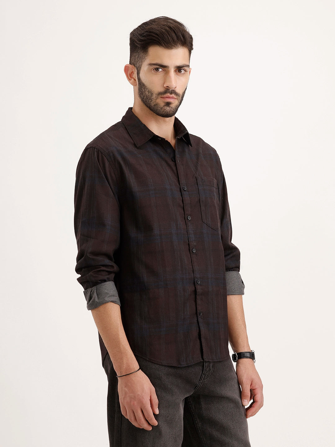 Comfort Fit Checkered Shirt | Black