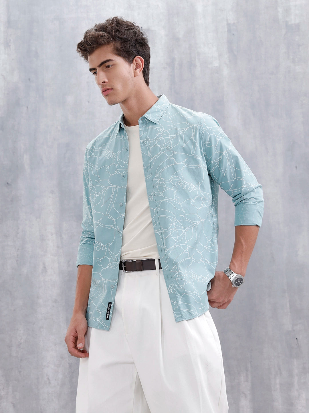 Floral Aop Slim Fit Men Casual Shirt | Blue