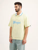Oversized Contrast Colllar Polo T-Shirt | Yellow