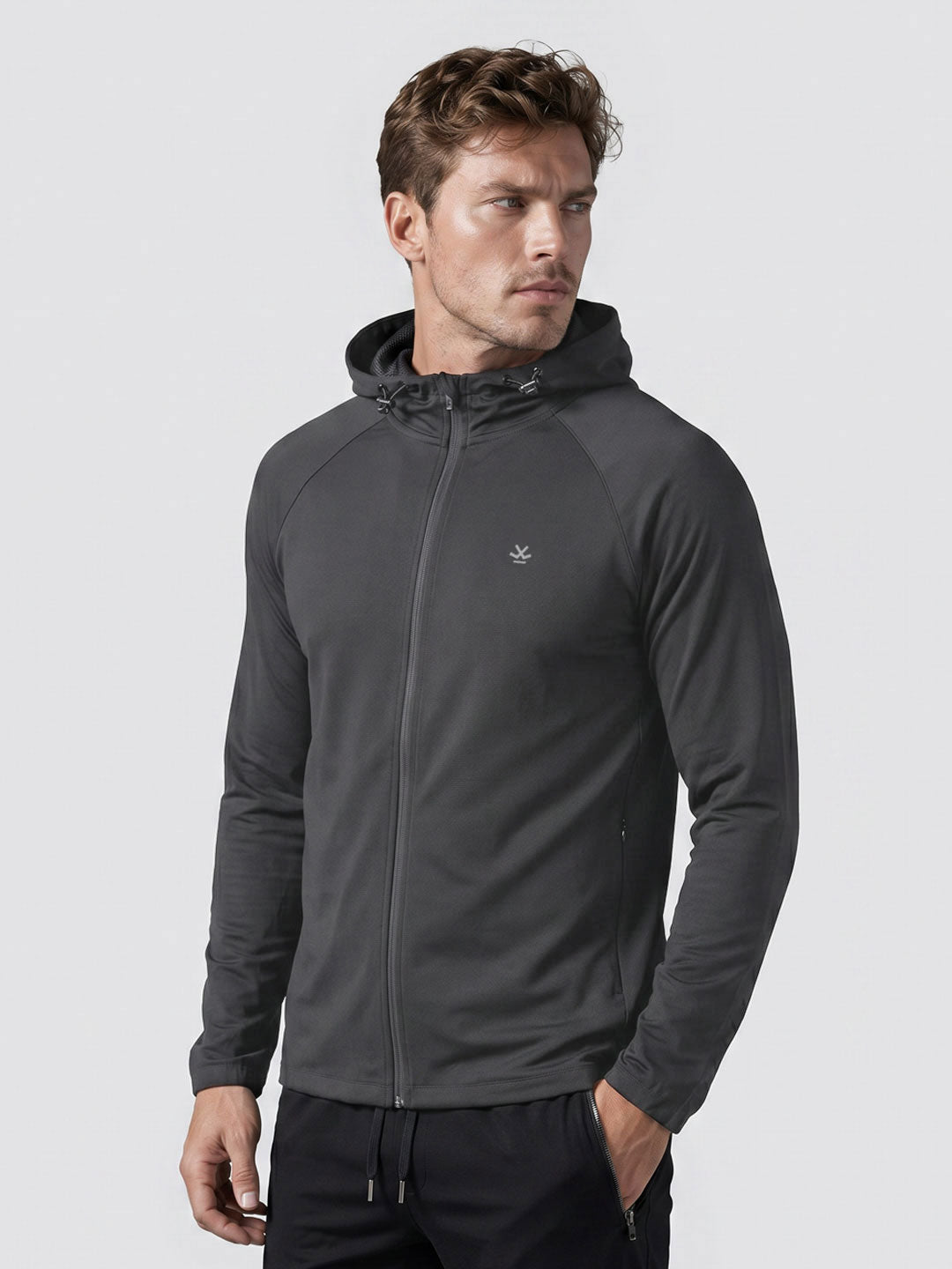 Hooded Zipper Sweatshirt | Active | Dark Grey