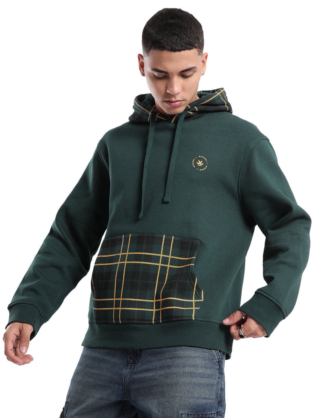 Checked Green Comfort Hoodie