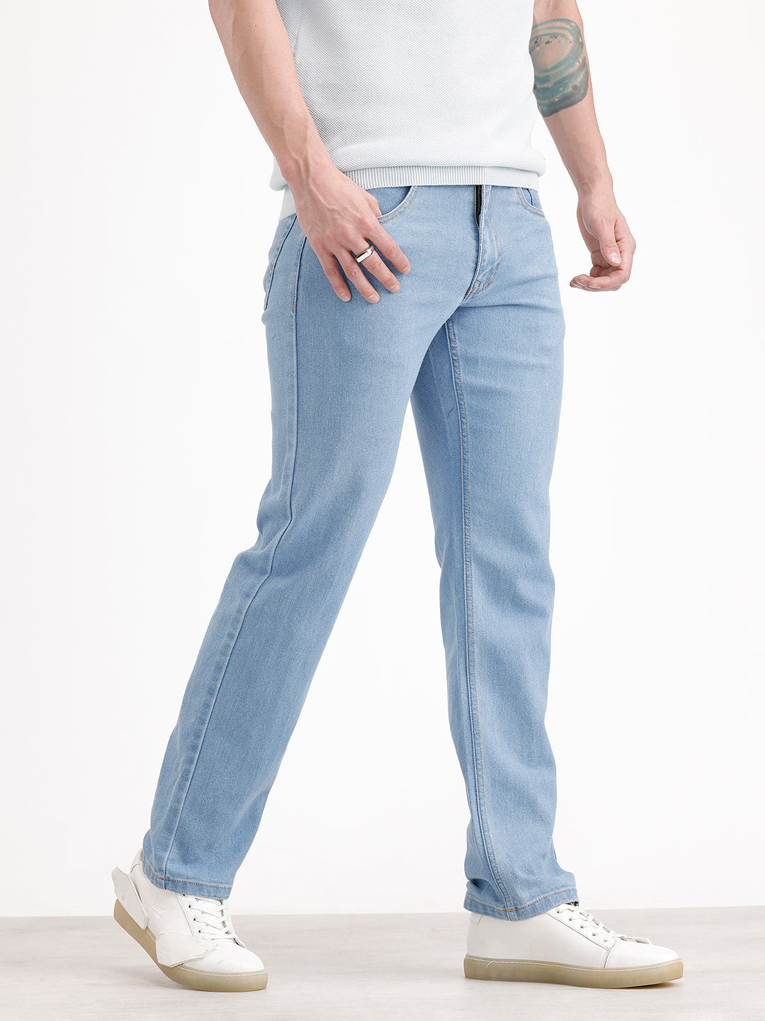 Classic Straight Fit Denim Jeans | Light Blue