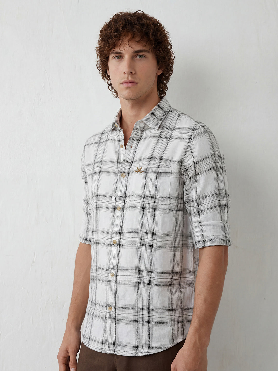 Regular Fit Checkered Shirt | White