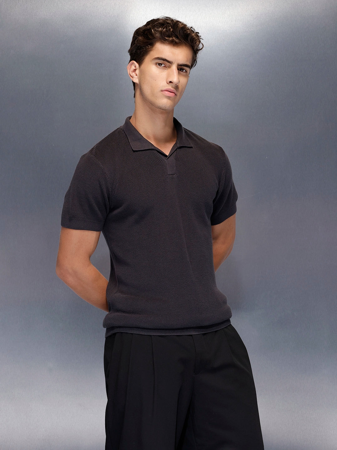 Textured polo shirt | Dark Grey